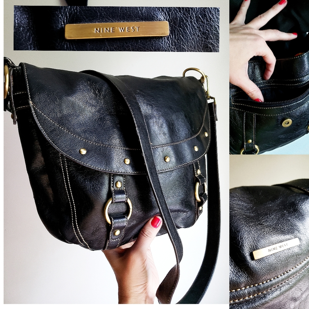 NWOT nine west leather extra large duffle purse - Picture 1 of 16